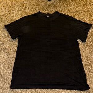 LuluLemon black striped short sleeve crew neck